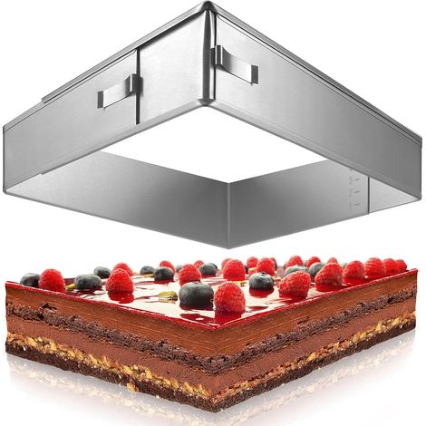 1 Cadre Pâtisserie, Acier Inoxydable, Réglable 18-33x27-52cm, Hauteur 5cm, Pour Gâteaux Et Tartes