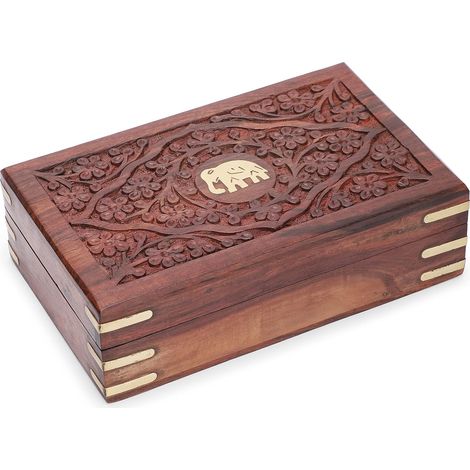 [PRODUIT RECONDITIONNE] Ajuny Boîte à bijoux en bois de sheesham