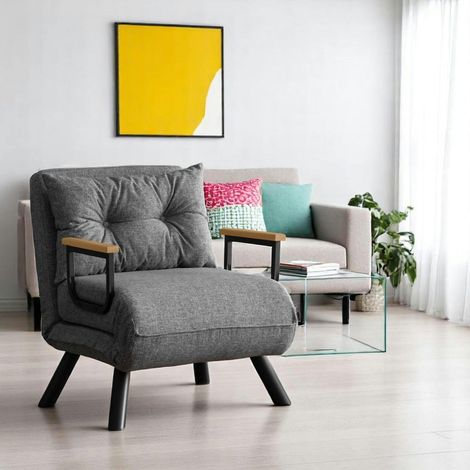 Fauteuil convertible gris clair - coussin assorti MODI (1/5)