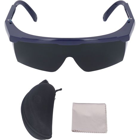 Ortviai Lunettes de soudage TIG avec filtre vert foncé IR5.0 et monture bleue réglable pour protection oculaire