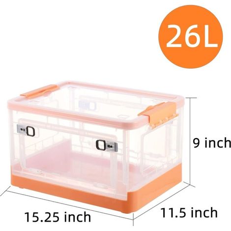 Bacs de rangement 28L avec couvercles - Conteneurs pour organiser, boîte de rangement avec porte (orange) - RWBac de rangement (1/4)