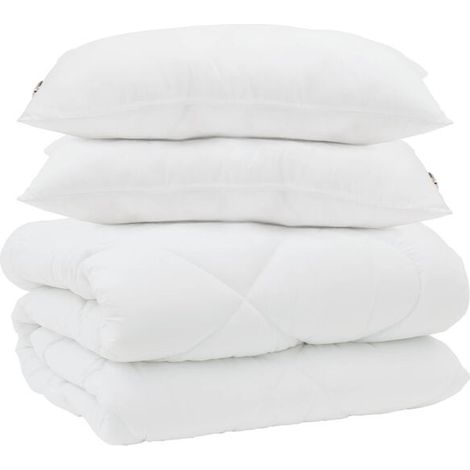 Ensemble couette et oreiller d'hiver (3 pièces), microfibre blanche (1/5)