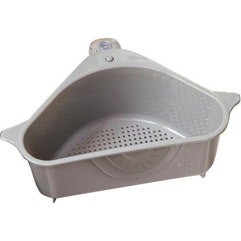Égouttoir triangulaire pour évier de cuisine, étagère de rangement avec panier et passoire, gris (1/5)