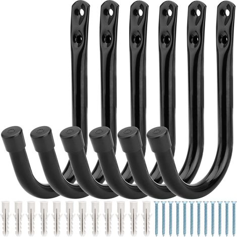 Confezione da 6 ganci multiuso in acciaio da 9 cm per riporre attrezzi da giardino, accessori per lavanderia, articoli sfusi (1/5)