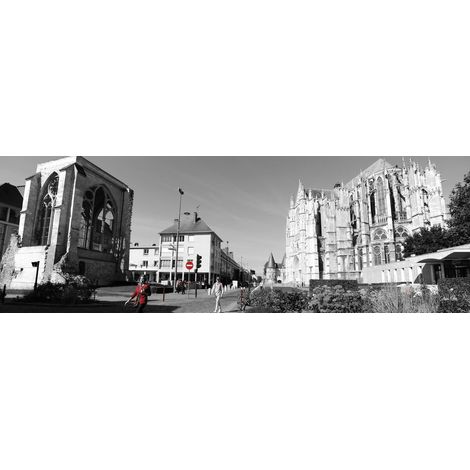 Tableau sur toile arrière cathédrale de Beauvais 30x97 cm - Impression sur Toile Murale Décorative - Image imprimée en HD sur Toile - Toile sur Châssis en Bois FSC - Fabriqué en France (1/4)