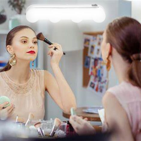 Lampes de maquillage portables 4 LED rechargeables sans fil, miroir coiffeuse LED, lampe murale de salle de bain, kit éclairage miroir de courtoisie
