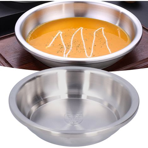 Plaque en Acier Inoxydable 304 Qualité Alimentaire, Plat Rond et Profond pour Repas 20cm/7.9 Pouces (1/5)