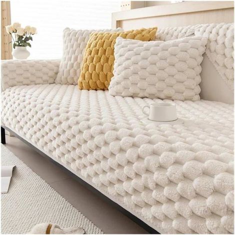 Housse de canapé Tapis de canapé d'angle Universel antidérapant en Peluche épaisse, Serviette de canapé Chaude d'hiver, Coussin (1/5)