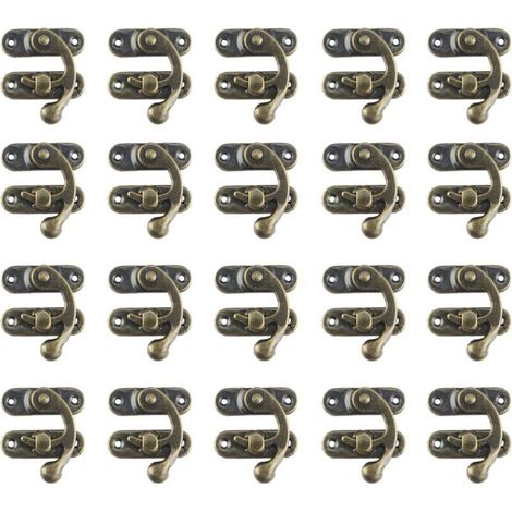 20 pieces large metal horn clasps with bronze-colored locking hooks for wooden boxes and vintage jewelry boxes - supplied with fixing screws (1/4)