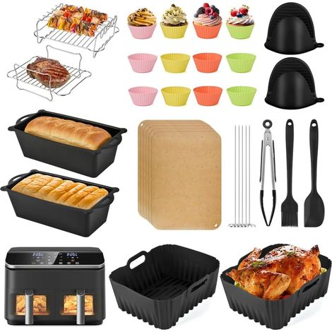 28PCS Accessoires Air Fryer en Silicone, Moule Silicone Air Fryer pour COSORI Dual Blaze 8,5L, Sans BPA, Compatible au Lave-Vaisselle (1/5)