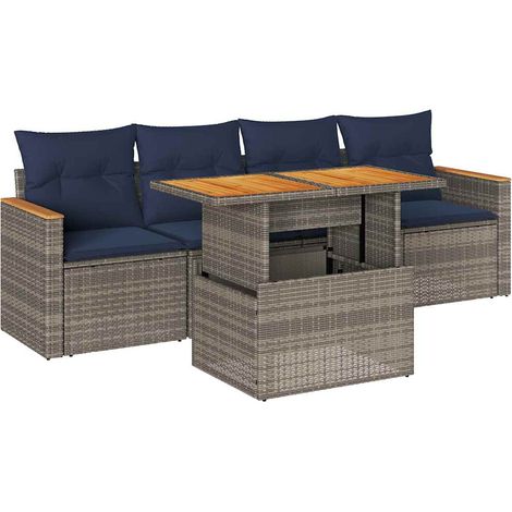Maison Exclusive - 5-tlg. Garten-Sofagarnitur mit Kissen Grau Pol