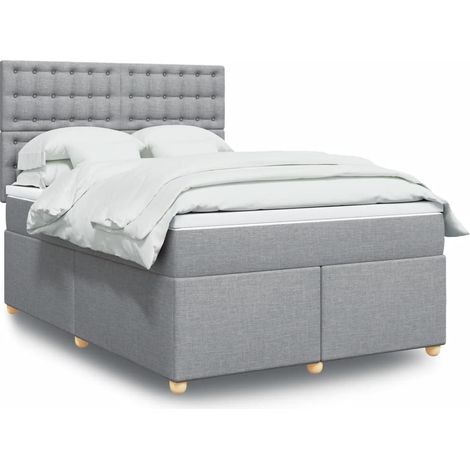 Boxspringbett mit Matratze Hellgrau 140x200 cm Stoff vidaXL (1/5)
