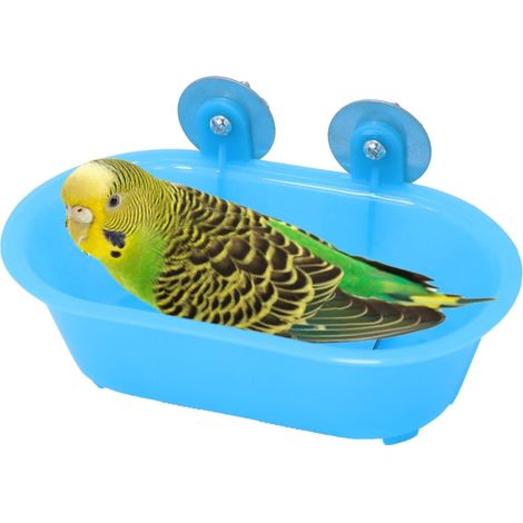 Vogelbad mit Spiegelspielzeug, reparierbare Papageienbadewanne für kleine Vögel wie Papageien, Kanarienvögel, Wellensittiche und Sittiche