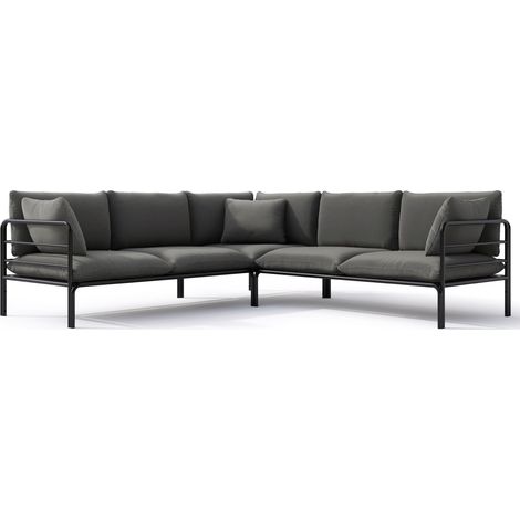 Selsey Worcully - Gartenecksofa mit wasserfestem Bezug, Anthrazitgrau / schwarzes Gestell (1/2)