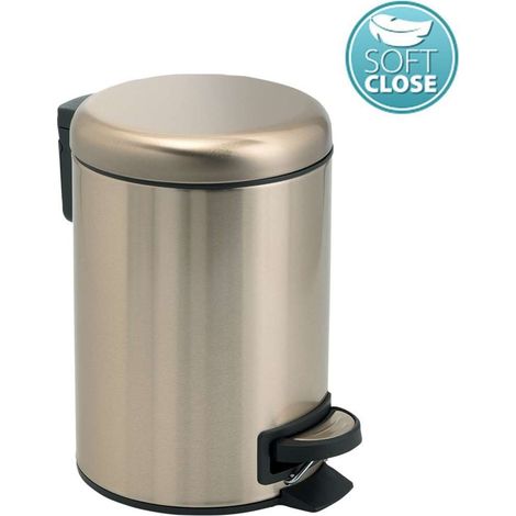 Gedy G-Potty pattumiera bagno oro 5 L, Misure: 27,5X20,6X26,8 CM, In acciaio inox e polipropilene, Cestino bagno con chiusura soft close, Cestino removibile, Design R&S, 2 anni di garanzia, 5 litri (1/5)