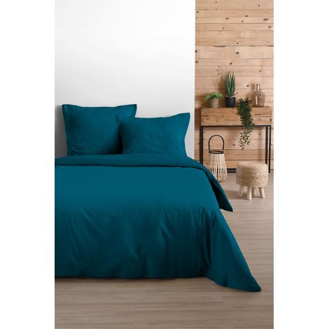 Stof - Housse De Couette - 200X200 Cm - 100% Coton Certifié Oeko-Tex - Couleur Pétrole -Modèle Eden - Linge De Lit Pour Maison - Doux Et Confortable - Idéal Lit Double Standard - 2 Personnes