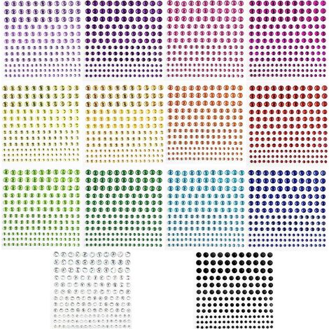 Plus de 2300 autocollants strass de 3 mm pour la décoration de loisirs créatifs, les ongles, le corps et le maquillage. (1/5)