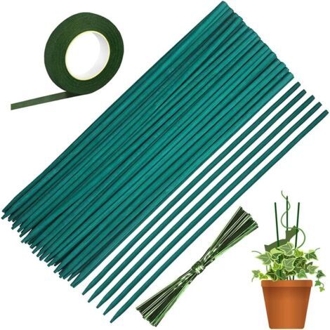 50 Pièces Tuteurs pour Plantes Vertes Bâtonnets de Soutien Tiges de Support Bambou avec 30 Yard Ruban de Papier et 50 Attaches Végétales Tuteur pour Plantes Grimpantes Bâton de Plante (15in / 38 cm) (1/5)
