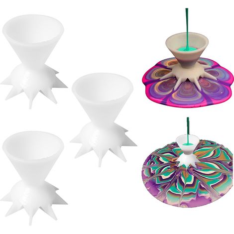 Lot de 3 tasses à couler acrylique, entonnoir mini 7 branches pour peinture DIY, fournitures de peinture (1/5)