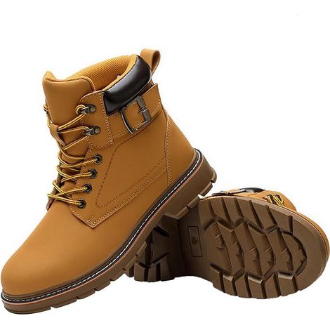 Chaussure De Securite Homme Femmes Bottes De Travail Cuir Imperméables Legere Embout En Acier Bottes De Sécurité Indestructible Protection Jaune Noir 44 (1/5)