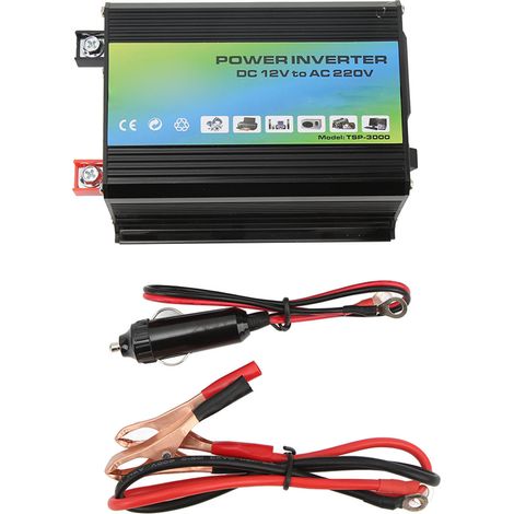 Convertisseur de Courant Voiture Tang 1st Gen 300W Onde Modifiée 12V vers 110V avec 2 Ports USB et Câbles Pince Noir (1/5)