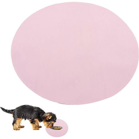 Tapis d'alimentation rond en silicone antidérapant et lavable pour gamelle d'eau, imperméable - Rose (1/5)