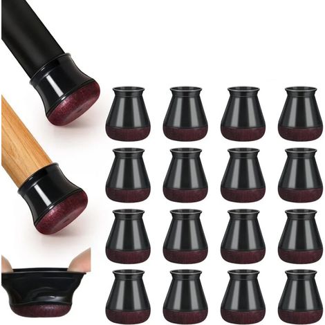 Patins Pour Chaises - Protection Pieds Chaise En Silicone Et Feutre Épaissi - Pour Sol Parquet Carrelage Vinyle - 16 Pièces (1/5)