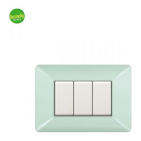 Placca da 3 moduli Easy Elettrocanali in plastica verde pastello