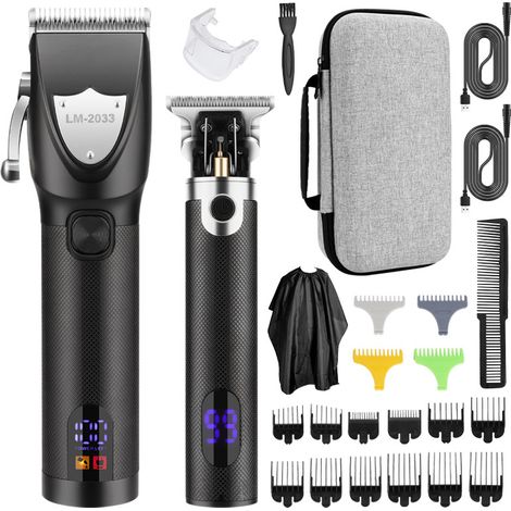 Haarschneider für Herren, Bartschneider für Männer mit USB-Kabel, Elektrorasierer, LED-Anzeige, 2-in-1-Set, professioneller Bart- und Haarschneider für Glatzen, Degrader, 3-Tage-Bart und Salon