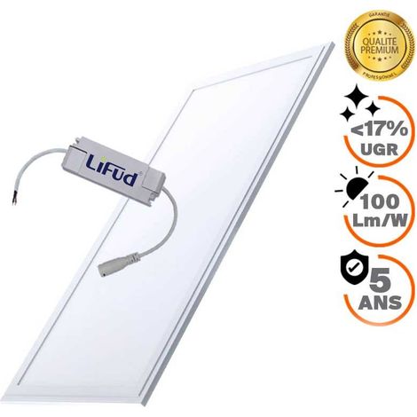Europalamp – Dalle LED ultra slim 120x30 cm 40W 6000K – Éclairage anti-éblouissement – Compatible faux plafonds – Flux lumineux 4000 lumens