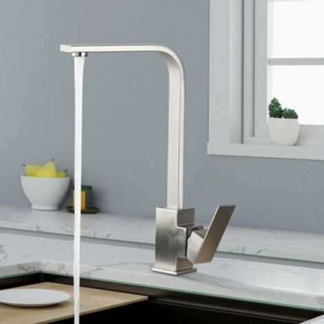 Kitchen faucet, 360° swivel kitchen mixer tap, 304 stainless steel kitchen mixer tap, brushed (1/4)