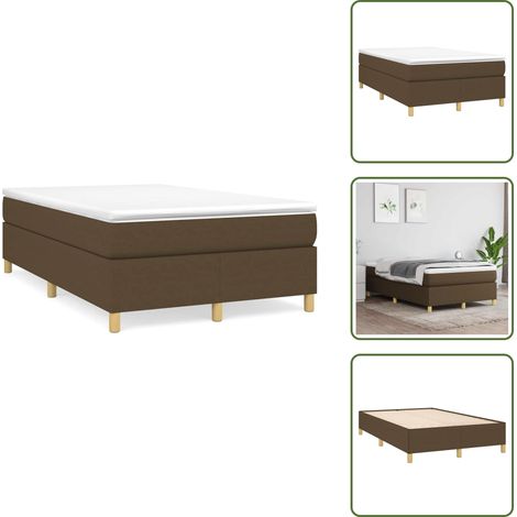 The Living Store Sommier à lattes de lit et matelas marron foncé 120x190cm tissu - Lit Double - Lit Avec Sommier - Matelas À Ressorts Ensachés - Literie - Chambre À Coucher (1/5)
