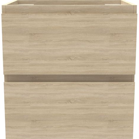 Ocean Meuble de salle de bain 50cm sans vasque, 2 tiroirs, Suspendu, chêne mat (1/5)
