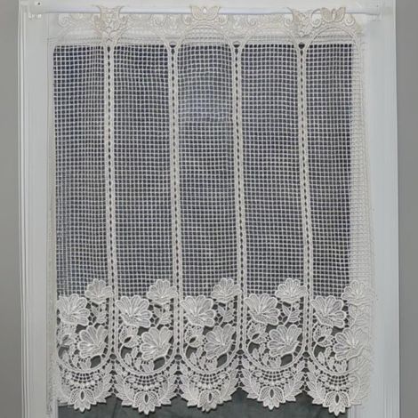 Brise bise en macramé fleuri Blanc 30x60 cm