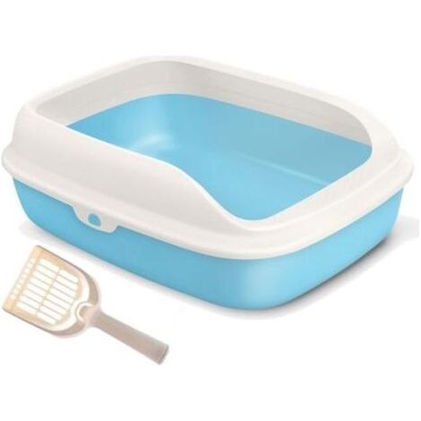Litière Pour Chats - Plastique Non Toxique - Ouverte Avec Bord Amovible - Rectangulaire Coins Ovales - S M L (1/5)