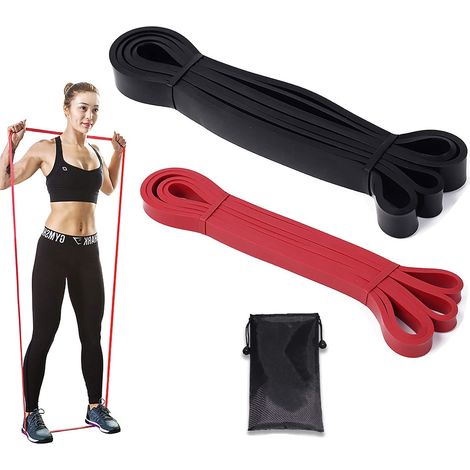 Banda Elástica - Resistencia Ajustable - Para Entrenamiento Muscular y Estiramiento - Espalda Brazos Caderas Piernas - Lote de 2 (1/5)