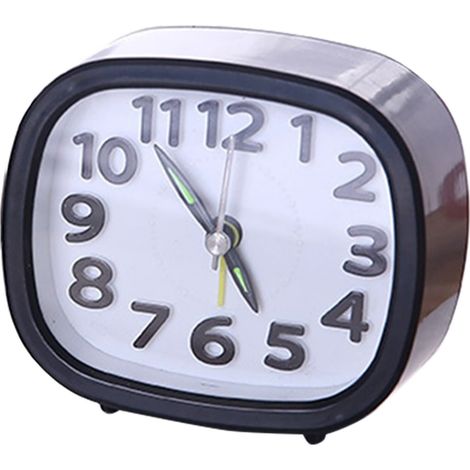 Mini réveil simple, horloge de bureau silencieuse pour la décoration de la chambre à coucher (carré noir) (1/2)