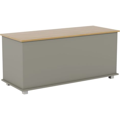 Leon Storage Ottoman Bench Bedding Blanket Box Hallway Bedroom Chest, Grey-&-Oak