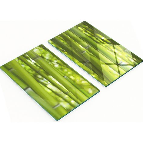 Küchenschneidebretter aus Glas mit dekorativen Grafiken, Bambus, 2 x 30 x 52 cm (1/5)