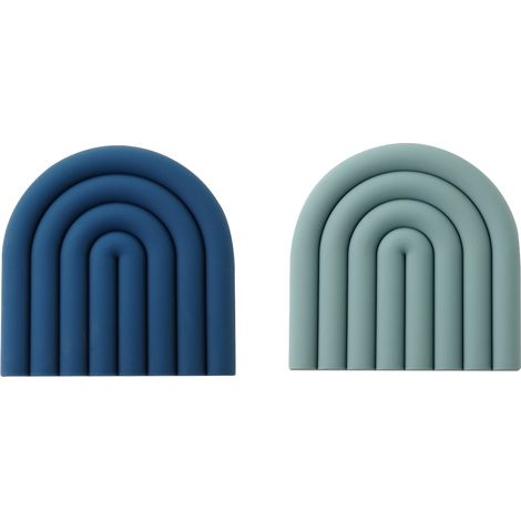2 dessous-de-plat en silicone, épais et anti-brûlures, 15x15 cm, imperméables et égouttants, pour table à manger et cuisine (1/5)