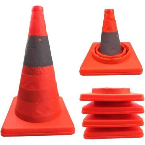 1 Cônes de signalisation rétractables Pliables 30 cm Orange Sécurité Multifonctionnelle Cône De Sécurité (1/3)