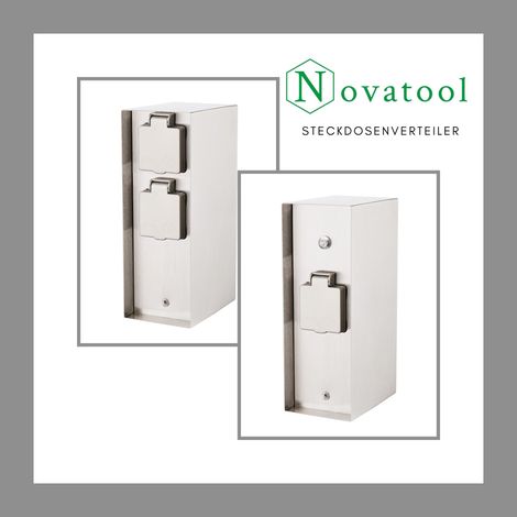 4x Novatool Gartensteckdose 4x Steckdosenverteiler 3-fach Silber Steckdosenleiste, Montageplatte, Dübel und Schrauben (1/5)