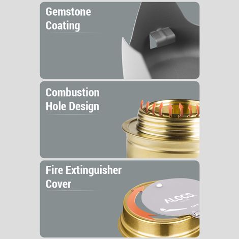 Mini réchaud à alcool ultraléger en cuivre, brûleur à alcool avec support en aluminium pour sac à dos et Camping (1/5)
