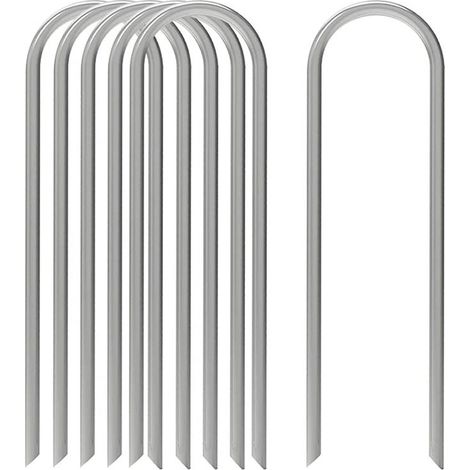 Ancrages de trampoline Piquet en acier de sécurité pour trampoline antirouille, ancrage au sol de sécurité à extrémités pointues de type U robuste pour buts de football, tentes de camping et 8pcs déco