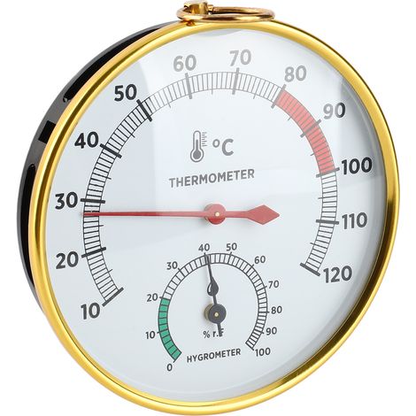 Thermomètre Hygromètre Sauna 2 en 1 Mural Aluminium 10 à 120°C pour Serre Salle de Spa (1/5)