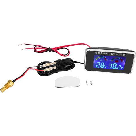 2 pièces 12V/24V/36V voiture écran LCD voltmètre 10mm capteur de thermomètre à eau