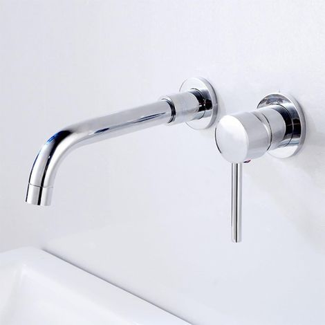 Wall-mounted bathroom faucet, brass wall-mounted basin faucet, single-handle basin faucet, basin faucets, 360-degree swivel spout (1/5)
