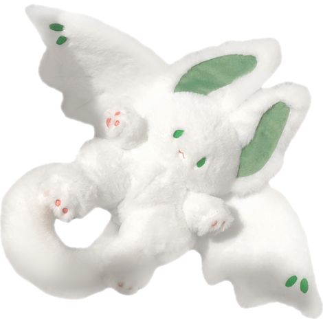 Lapin en peluche doux et mignon, rembourré de coton PP, ailes et longue queue, jouet en peluche pour enfants et adultes, blanc (1/5)