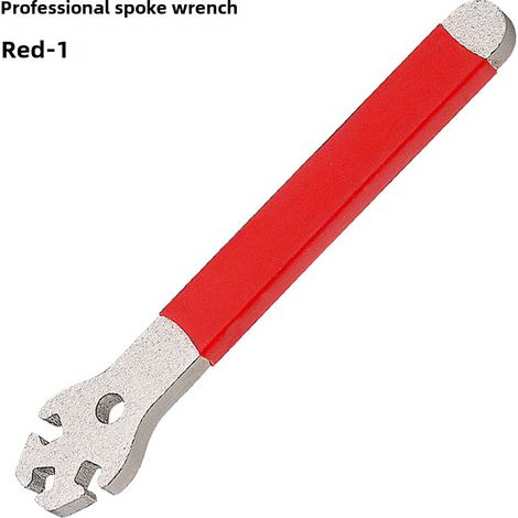 Clé à rayons pour VTT, outil de réglage et d'installation de jantes avec fil d'acier et capuchons de rayons colorés (Clé à rayons professionnelle - Rouge) (1/5)