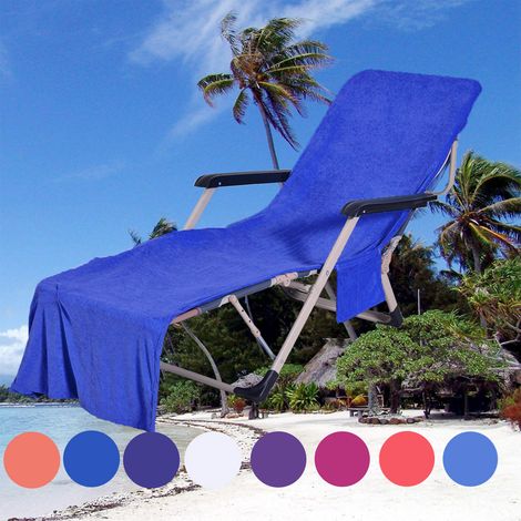 Toalla de baño para tumbona, funda para silla de playa o piscina, toalla de baño portátil con bolsillo, ideal para fiestas, vacaciones y tomar el sol. (1/5)